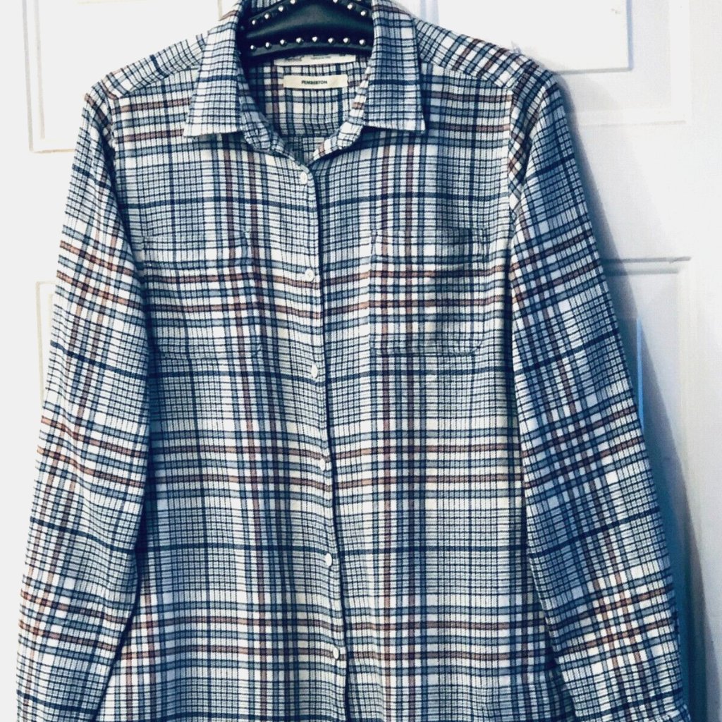 Woolrich Pemberton Sz M Womens Flannel Shirt Plaid Long Sleeve Pockets